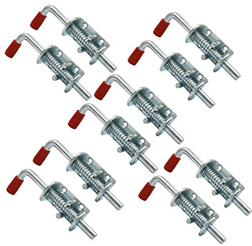 YaeMarine 10 Packs Metal Lock Barrel Bolt Spring Loaded Latch 6.6 Inch w/Grip Heavy Duty for Gate Shed Door Tailgate Trailer Garage (10)