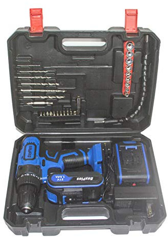 Cordless Hammer Drill Impact Driver 45Nm, 21V 2PCS 1.5Ah Li-Ion Batteries Electric Bolt Screwdriver,Drill Driver with Magnet, Hammer Function, LED Light