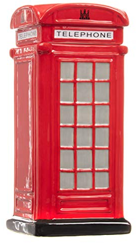 Boîte à biscuits en céramique avec cabine téléphonique rouge
