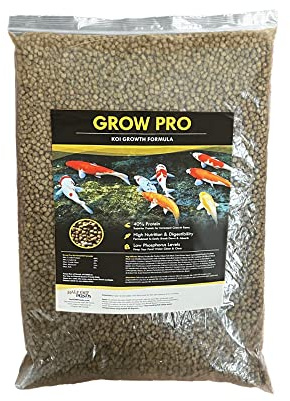 HALF OFF PONDS Grow Pro Koi Fish Food - 5 lb Floating Pellets, 5mm Size - Goldfish Food for Ponds - 40% Protein with Fish Meal & Probiotics - Designed for Rapid Growth & High Digestibility