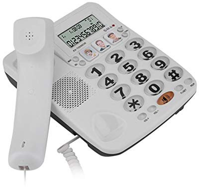 Goshyda Corded Phones, Two Line Desktop Caller ID Landline Phone with Big Button, Noise Cancelling and Speed Dial Function for House Hotel Office Home Restaurant, for Seniors