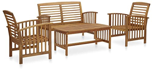 vidaXL Salon de Jardin 4 pcs Mobilier d'Extérieur Ensemble de Meubles de Terrasse Mobilier de Patio Meubles de Jardin Bois d'Acacia Massif