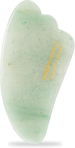Green People Gua Sha, Rodillo de Jade - Herramienta de Masaje Facial y Drenaje Linfático - Apta Para Piel Sensible