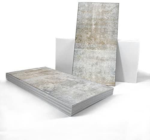 Alwayspon Adhesivo de vinilo para azulejos de pared, adhesivo antideslizante para azulejos de cocina, baño, autoadhesivo, despegar y pegar, adhesivo para suelos de PVC, color marrón y gris cemento,