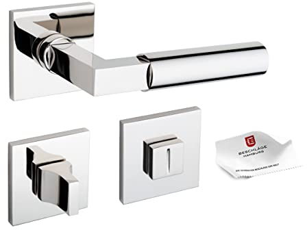 Beschläge Hamburg Türgriffe Türbeschlag BAUHAUS PRIME 44ZAMAK MPN PVD WC - Türklinken mit WC-Verschluss für Badezimmer und Toilette - Türdrücker für Innentüren, Nickel poliert PVD beschichtet