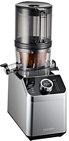 Hurom | Estrattore e Frullatore M100 - Tutto in 1, Estrazione a Freddo a Bassi Giri, Frullatura ad Altà Velocità, 5 Modalità di Utilizzo, Interfaccia Smart con Funzioni Automatiche - Steel