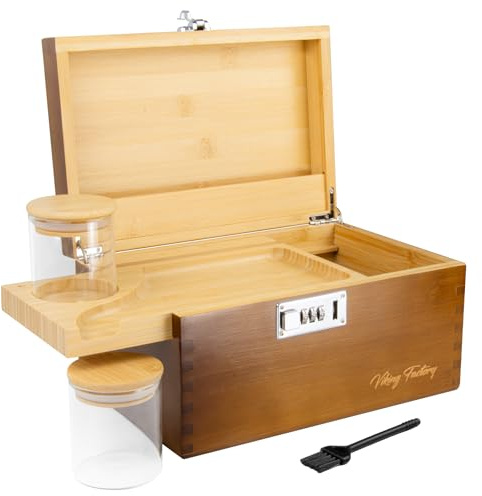 Viking Factory Bambusbox mit Zahlenschloss, Dekobox-Set (Walnuss)