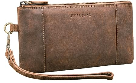 STILORD Grecia moderna pochette da borsa pelle vintage da donna piccola cinturino da polso staccabile protezione RFID vera pelle Colore:marrone medio
