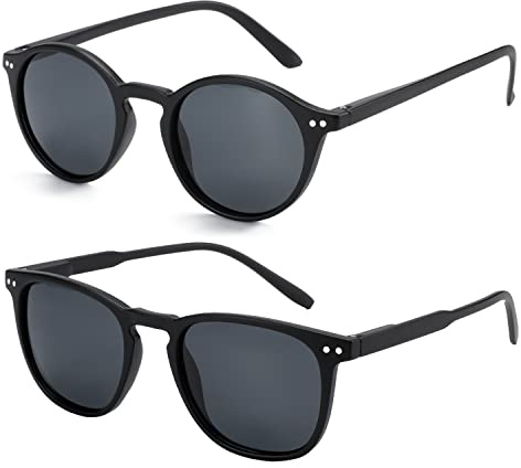 ZENOTTIC 2 Pares Gafas De Sol Polarizadas para Mujer Hombre Retro Redondas Cuadradas Protección UV400 Unisex Gafas de Sol