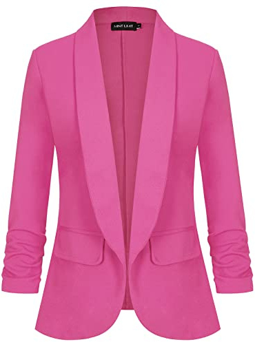 MINTLIMIT Casual Women's Cardigan Blazer with Open Front and Long Sleeves for Everyday Wear R-Hot Pink M