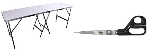 ProDec PFPT001 2m x 600mm Multi-Purpose Table for Wallpaper Pasting and More, White & Coral 56600 Endurance Scissors with Sharp Stainless Steel Shears for Wallpaper and General Purpose