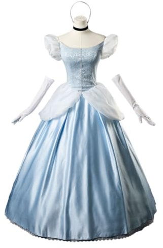 CosFantasy Deluxe Princess Dress Princess Cosplay Costume Blue Satin Ball Gown Prom Dresses Princess Costume Size M
