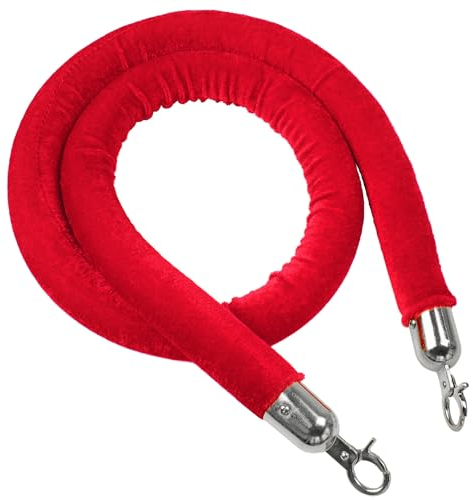 Absperrkordel 1,50 m mit Karabinern Karabinerhaken Samtkordel für Personenleitsystem Absperrband Absperrkette Absperrgurt Silber Rot V2Aox
