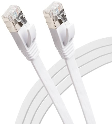 Maplin Ethernet Cable 15M White, Flat CAT6 Gigabit UTP LAN Network Cable RJ45 High-Speed 10Gbps Compatible with Laptop, PC, CCTV, PS4/5, Xbox, Switch, Modem, Router, Smart TV, Sky Box, WiFi Extender