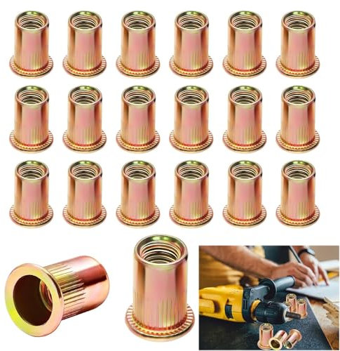 Dadi per rivetti, rivetti filettati M6, dadi per rivetti ciechi, zincati, in acciaio al carbonio, testa piatta, filettatura interna, rivet, dadi a manicotto, utilizzati per piastre metalliche, tubi,