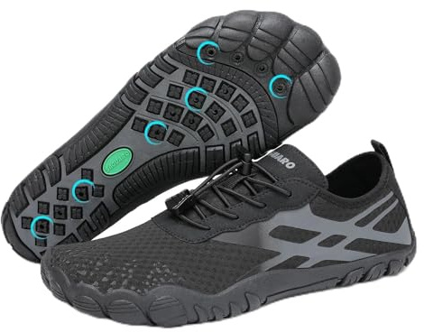 SAGUARO Chaussures d'eau Homme Femme Été Chaussons de Plage pour Surf Natation Extérieur Chaussures de Aquatique Respirant Séchage Rapide Noir Fumé,GR.42