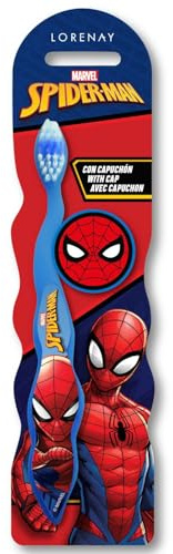 Marvel Spiderman Little Teeth Whitening Toothbrush for Kids with Protection Cap, Soft Bristles, Non-Slip Handle for Children Aged 3-12 Years Old | BPA-free & Non-toxic Manual Toothbrush