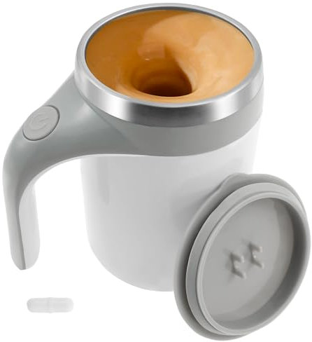 Tasse à café magnétique automatique alimentée par piles - Tasse à mélanger électrique de 380 ml en acier inoxydable - Tasse de voyage auto-mélangeuse pour café, lait, thé, chocolat chaud, cacao