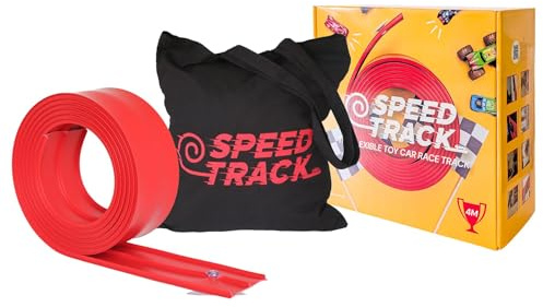 Speed Track 4m Flexible Toy Car Track with Storage Bag - Indoor & Outdoor Flexible Diecast Car Monster Truck Race Track for Loops, Jumps, Ramps with Suction Cups for Windows, Doors Ideal for Children