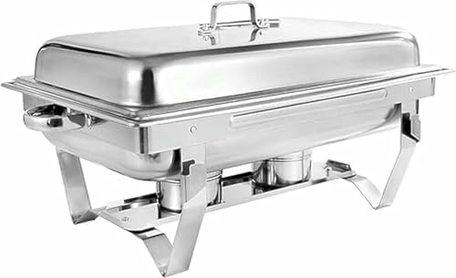 Chafing Dish de acero inoxidable de 9L, Chafing Dish plegable de acero inoxidaba calentar, bandeja rectangular, soporte para combustible para restaurantes, buffets, catering, fiestas, bodas