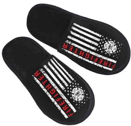 Shoes Firefighter American Flag Soft Slippers Lightweight Sliders For Home Winter Hotel L