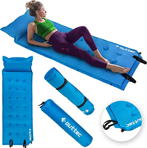 Outtec Materassino da campeggio autogonfiabile Materassino ad aria con cuscino - Materasso da viaggio - 193x68x3,5 cm - Materassino ad aria ultraleggero impermeabile per esterno