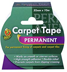 Duck Double Sided Carpet Tape Heavy Duty, Extra Strong Rug Tape For Vinyl Flooring, Gripper Rug Tape for Wood Floors, Stop Rug Sliding 50mm x 10m