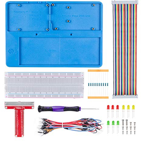 SunFounder Breadboard Kit RAB Holder, 830 Points Solderless Circuit Breadboard, Jumper Wires, LED, Resistors Compatible with Arduino R3 MEGA & Raspberry Pi 4B, 3B+ Model B, 2B and 1B+