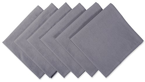 DII Solid Pastel Napkin Set Cotton, Machine Washable, 20x20 Inch, Gray, 6 Count
