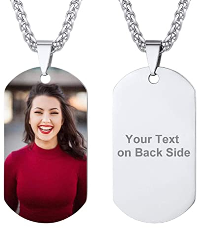 PROSTEEL Militärische Erkennungsmarke Halskette Herren Lasergravur Modeschmuck Edelstahl Dog Tag Anhänger mit 55+5cm/3mm Weizenkette personalisiert Geburtstag für Männer Jungen