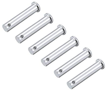 sourcing map Single Hole Clevis Pins - 10mm X 50mm Flat Head Zinc-Plating Solid Steel Link Hinge Pin 6Pcs