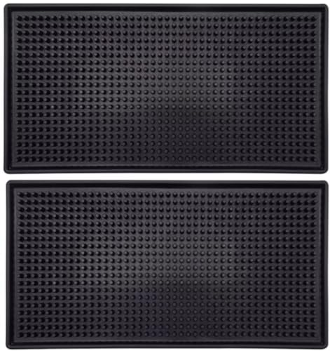 IMIYOKU Alfombrilla de barra de goma de 30,5 x 15,2 cm, para cócteles, barman, juego de 2 alfombrillas de secado de vidrio para barra de café o encimera (negro, 30,5 x 15,2 x 1 cm)