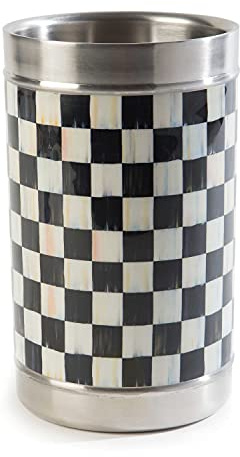 MACKENZIE-CHILDS Wine Bottle Cooler, Champagne and Wine Ice Bucket, Black-and-White Courtly Check