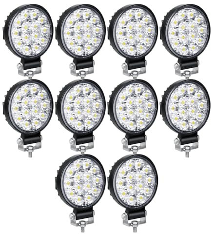 Willpower 10pcs Faro da Lavoro 8cm 3.2 Pollici 42W Fari Led 12V 24V Mini Sottile Impermeabile Spot Faretti LED Fendinebbia LED Luci di Lavoro Fuoristrada per Trattore Camion Auto Barca 4x4 ATV UTV