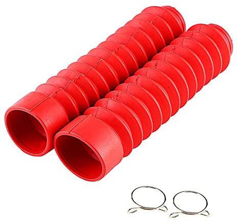 1 Paar Motorrad Gabelschutz Faltenbalg, Motorrad Gabel Faltenbalg Gabel Abdeckung Gummi Gabelabdeckung Schock Gamaschen Abdeckung für CQR ATV Dirt Bike 205 x 42mm(rot)
