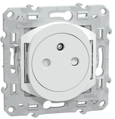 Schneider Electric - Ovalis - prise 2P+T 16A affleurante - bornes auto - Blanc - Griffes montées - S320052C