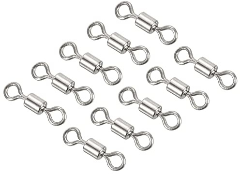 PATIKIL Fishing Barrel Swivels, 40 Pack 17LBS Copper Rolling Hook Line Connector Terminal Tackle for Saltwater Freshwater Fishing, Silver