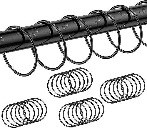 24 Pack Shower Curtain Rings,Black Rustproof Shower Curtain Hooks,Metal Round Shower Ring Hooks for Bathroom,Changing Room,Windows,Home Decoration,Glide Easily on Curtain Shower Rods,Easy Open Close