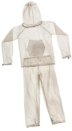 MagiDeal Moustiquaire Costume Maille Costumes À Capuche Respirant Ghillie Costumes Veste Capuche Pantalon Costume de Pêche Costume D'apiculture pour La Chasse, Kaki XL XXL