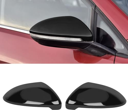 TTCR-II 2 PCS Kompatibel mit VW Golf 7 Golf 7.5 Spiegelkappen 2013‑2018, Ersatz Rückspiegel Abdeckung für Volkswagen Golf Hatchback/Estate/Alltrack Seitenspiegelgehäuse Links + Recht (Schwarz)