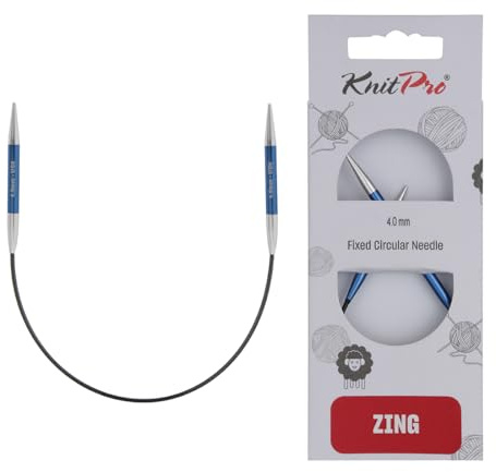 KnitPro Aiguilles à tricoter fixes Zing – Épingles à tricoter circulaires 22,5 cm x 4 mm