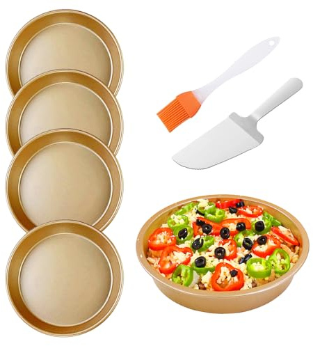KUBDPQOR Conjunto de Moldes y Bandejas para Pizza - Plato para Pizza Perfecto, Ideal para Hornear Pizzas Caseras y Congeladas