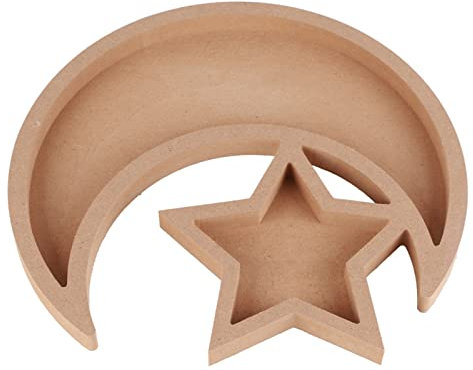 Akozon Bandeja para Refrigerios de Madera con Diseño de Luna y Estrella - Perfecta para Fiestas, Reuniones y Decoración del Hogar - Fuente única para Servir Frutas Secas, Nueces
