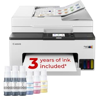 Canon MAXIFY GX2050 Wireless Colour All-in-One Refillable MegaTank Inkjet Printer - A4 Print, Copy, Scan, Fax, ADF - Wi-Fi, Cloud, Ethernet Connectivity - Home Office Printer, Includes 6 x Ink Bottles