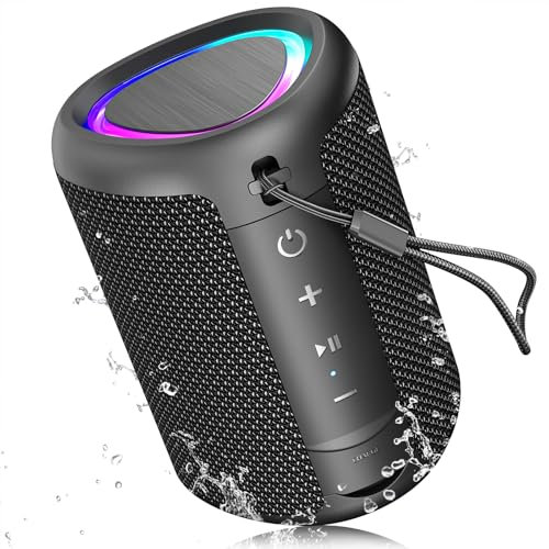 UOHHBOE Portable Bluetooth Speaker with 20W Loud Stereo Sound, BT5.4 Mini Super-Portable Speaker with 3 Modes RGB Lights, 24H Playtime, TWS Pairing, Outdoor Speaker for Party/Beach/Travel/Gifts
