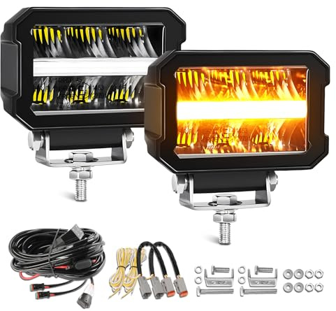 CO LIGHT 2 Stück LED Zusatzscheinwerfer 12/24V - 4x4 46W 13920LM 4,6 Zoll Arbeitsscheinwerfer mit ECE Zulassung IP68 Scheinwerfer für Traktor Offroad Auto Bagger SUV ATV LKW mit Kabelbaum