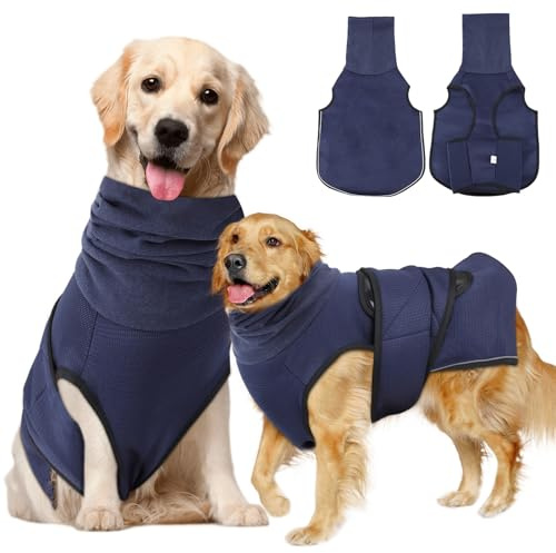 Chaqueta para antiansiedad, chaleco relajante para perros, abrigo de con capucha calmante, chaleco antiestrés para perros, calma los miedos y el nerviosismo del (azul marino, XL)