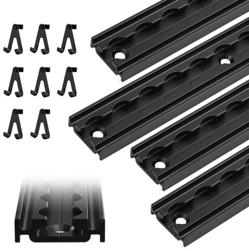 Eikuavons Guide aeree 4 x 1 m, semicircolari con 8 ganci doppii, nero anodizzato, accessorio per guida airline, per rimorchi, auto, camion, camper, binario Airline