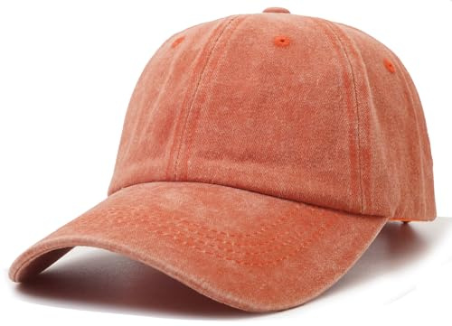 Liutufy Vintage Baseball Cap for Men Women Washed Cotton Adjustable Orange