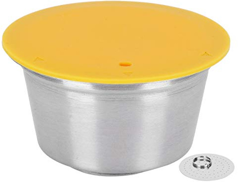 BAFOVY Cápsula de café de Acero Inoxidable Filtro de café Recargable Copla de Reutilizable para con Cubierta de Polvo Prensado 40 Ml de Silicona de Grado Alimenticio (YELLOW)